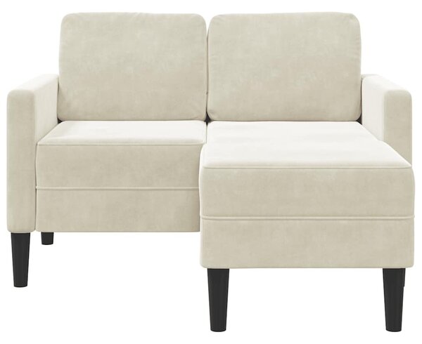 Krémszínű bársony 2 üléses kanapé L-alakú kanapéval 125 cm
