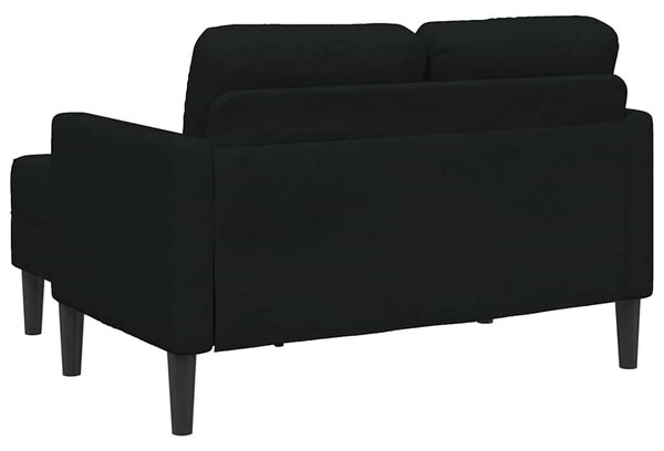 Fekete anyagból 2 üléses kanapé L-alakú kanapéval 125 cm