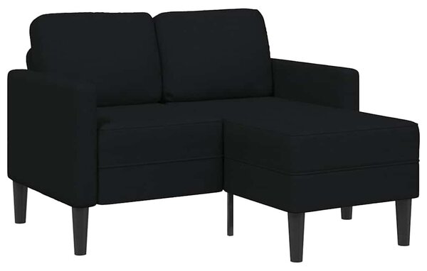 Fekete anyagból 2 üléses kanapé L-alakú kanapéval 125 cm
