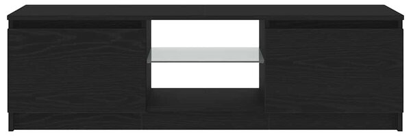 Fekete tölgy szerelt fa TV-szekrény LED-ekkel 120x30x36 cm