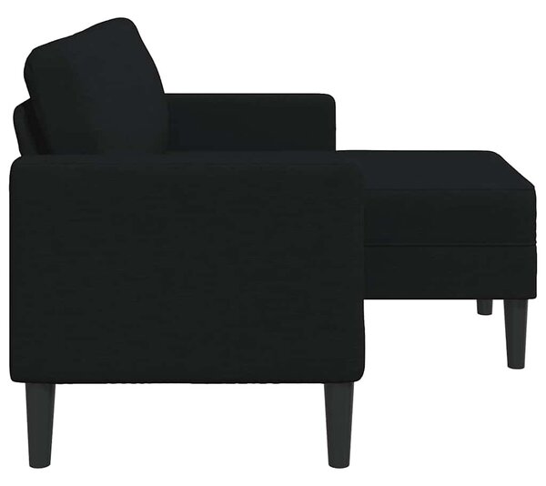 Fekete anyagból 2 üléses kanapé L-alakú kanapéval 125 cm