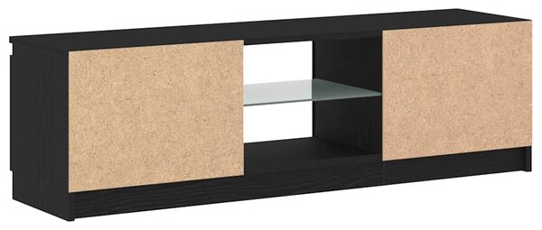 Fekete tölgy szerelt fa TV-szekrény LED-ekkel 120x30x36 cm