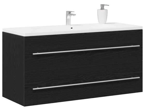 Fekete tölgy szerelt fa mosdószekrény 100x38,5x48 cm