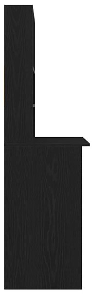 Fekete tölgy szerelt fa íróasztal polcokkal 102 x 45 x 148 cm