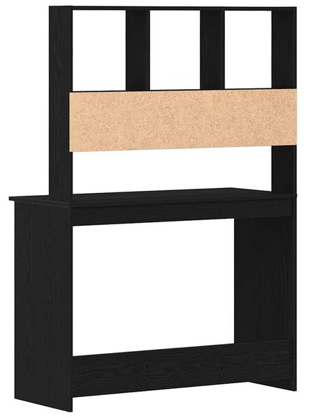 Fekete tölgy szerelt fa íróasztal polcokkal 102 x 45 x 148 cm