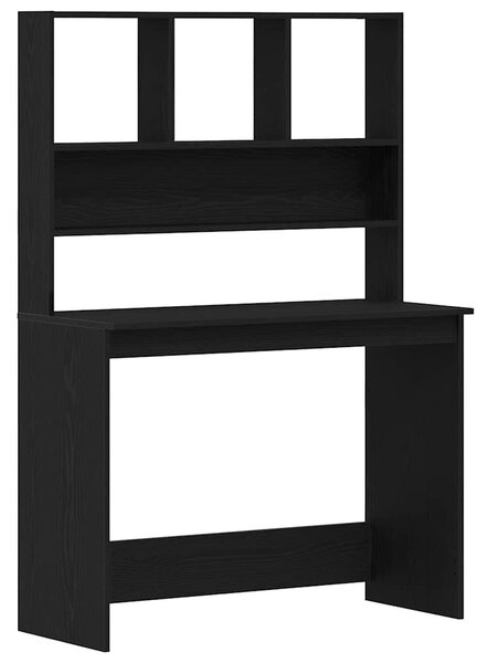 Fekete tölgy szerelt fa íróasztal polcokkal 102 x 45 x 148 cm