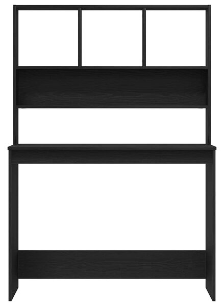 Fekete tölgy szerelt fa íróasztal polcokkal 102 x 45 x 148 cm