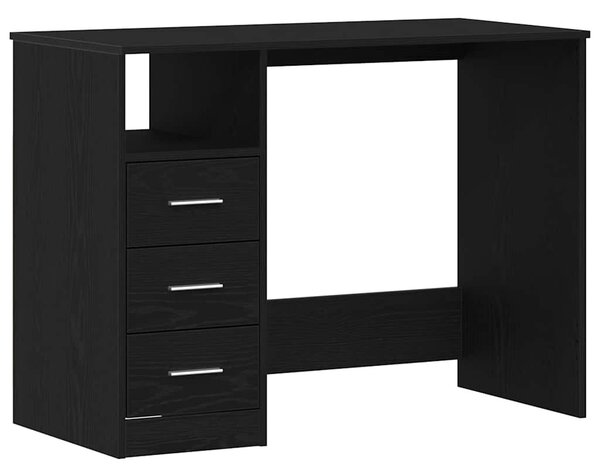 Fekete tölgy szerelt fa íróasztal fiókokkal 102 x 50 x 76 cm