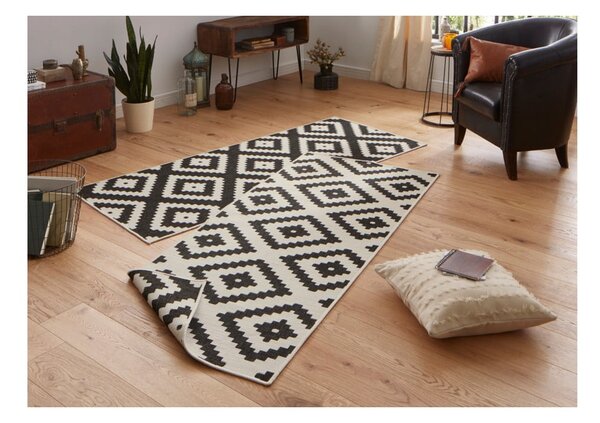 Malta fekete-krémszínű kültéri futószőnyeg, 80 x 250 cm - NORTHRUGS