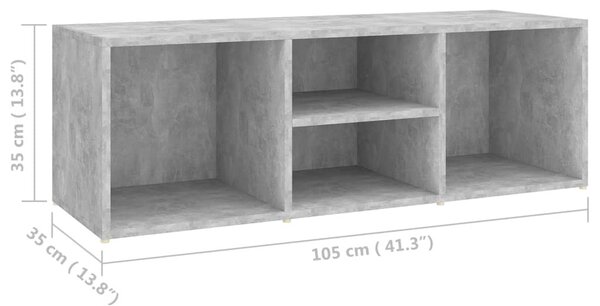 Betonszürke szerelt fa cipőtároló pad 105 x 35 x 35 cm