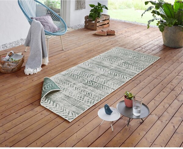 Biri zöld-krémszínű kültéri szőnyeg, 80 x 350 cm - NORTHRUGS
