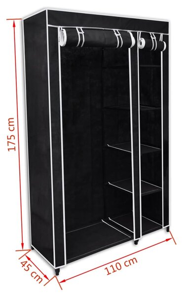 Fekete összecsukható ruhásszekrény 110 x 45 x 175 cm