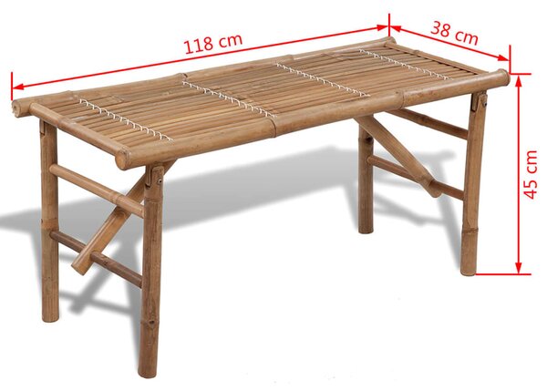 Összecsukható bambusz kerti pad 118 cm