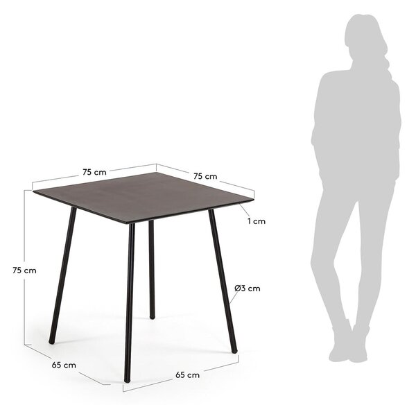 Ulrich fekete asztal, 75 x 75 cm - Kave Home
