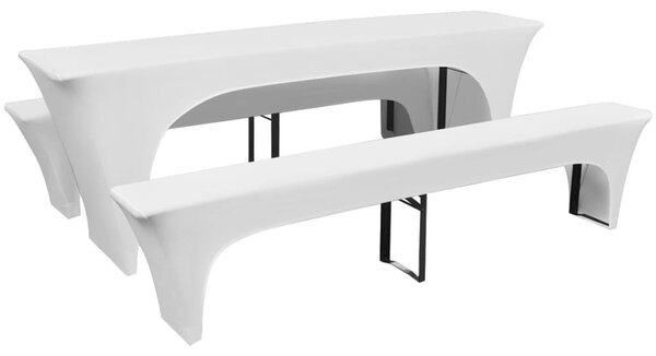 3 db nyújtható védőhuzat sör asztalnak és padnak 220x70x80cm fehér