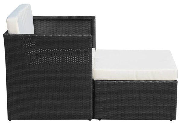 Fekete kerti polyrattan szék zsámollyal