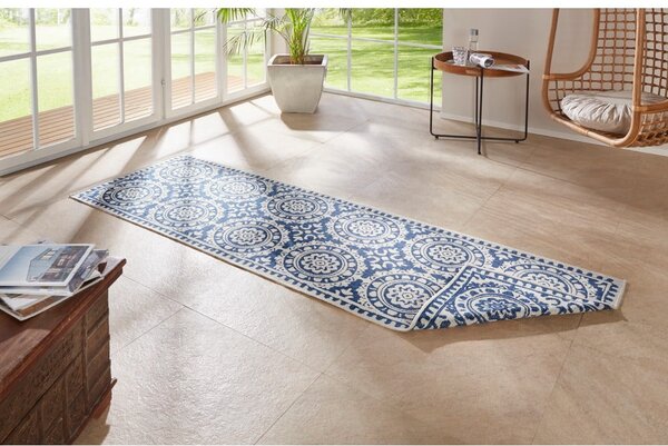 Jardin kék-krémszínű kültéri szőnyeg, 80 x 250 cm - NORTHRUGS