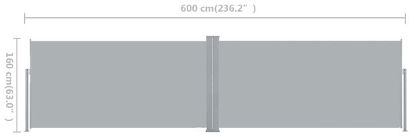 Összecsukható oldalsó napellenző 160x600 cm szürke