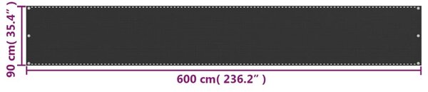 Balkon napellenző HDPE 90x600 cm Antracit