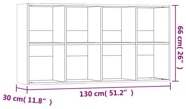 VidaXL 8 Rekeszes Polc/Tálaló Szekrény - Sonoma Tölgy - 66x30x130 cm