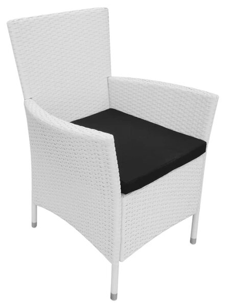 5 darabos krémfehér kültéri polyrattan étkezőkészlet