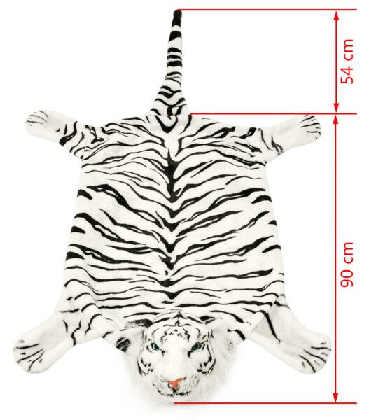 Fehér plüss tigris szőnyeg 144 cm
