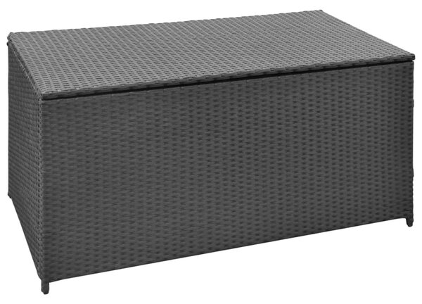 Fekete polyrattan kerti tárolóláda 120 x 50 x 60 cm
