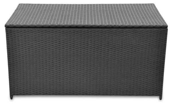 Fekete polyrattan kerti tárolóláda 120 x 50 x 60 cm