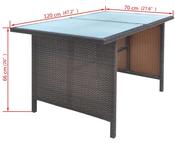 6-részes barna kültéri polyrattan étkezőszett párnákkal