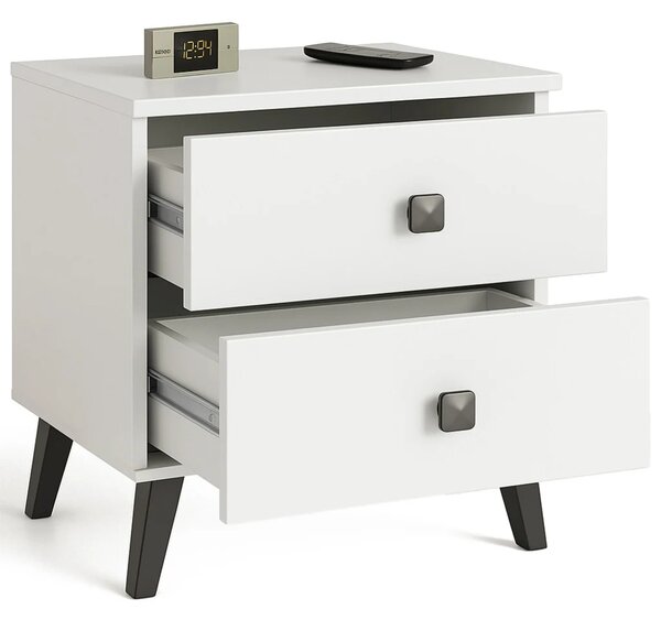 Stílusos éjjeliszekrény MAVRIEL - fehér / fekete