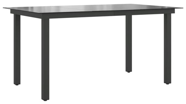 Fekete alumínium és üveg kerti asztal 150 x 90 x 74 cm