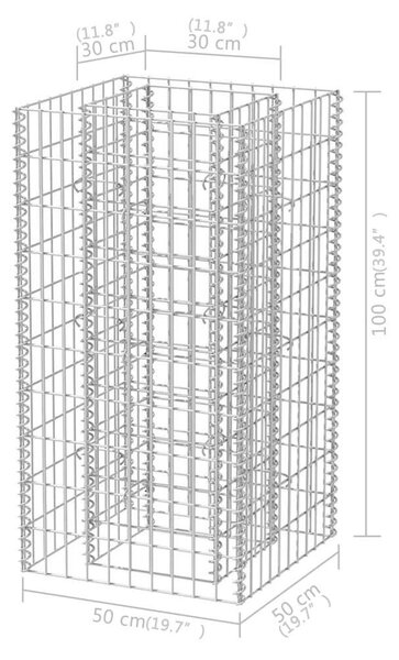 Acél gabion magaságyás 50 x 50 x 100 cm