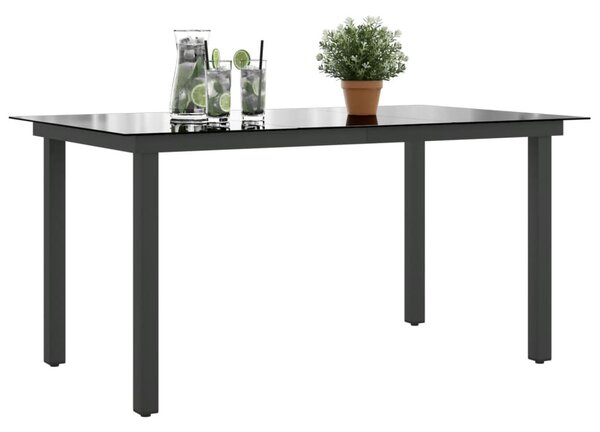 Fekete alumínium és üveg kerti asztal 150 x 90 x 74 cm