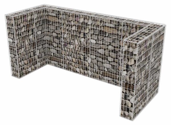 Acél gabion 3 db gurulós kukához 250 x 100 x 120 cm