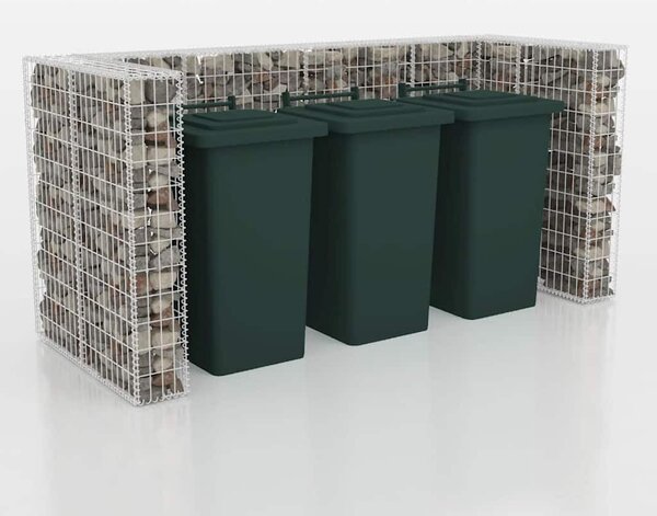 Acél gabion 3 db gurulós kukához 250 x 100 x 120 cm