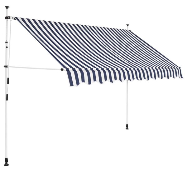 Kézzel feltekerhető napellenző kék-fehér csíkokkal 300 cm
