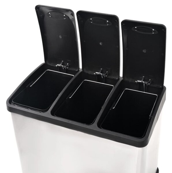 Rozsdamentes acél lábpedálos szelektív szemeteskuka 24 L