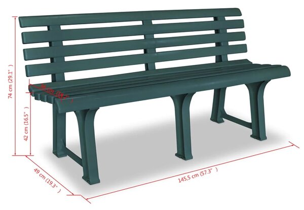 Zöld műanyag kerti pad 145,5 cm