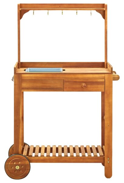 Tömör akácfa kerti zsúrkocsi 92 x 43,5 x 141,5 cm