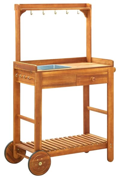 Tömör akácfa kerti zsúrkocsi 92 x 43,5 x 141,5 cm
