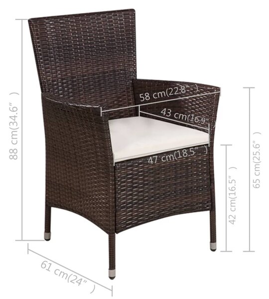 3 darabos barna polyrattan bisztrószett