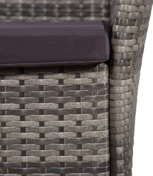 VidaXL szürke polyrattan kültéri szék zsámollyal és párnákkal