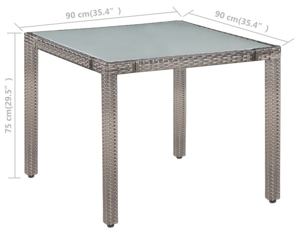 5-részes szürke kültéri polyrattan étkezőszett párnákkal
