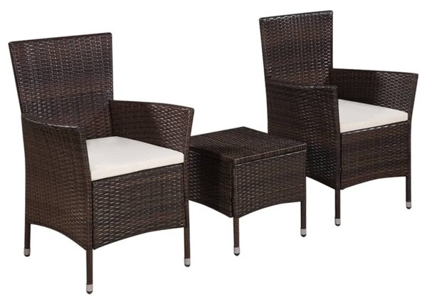 3 darabos barna polyrattan bisztrószett