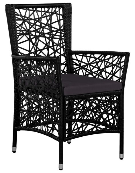 9-részes fekete kültéri polyrattan étkezőgarnitúra