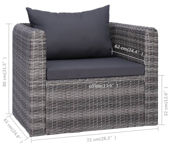 VidaXL szürke polyrattan kerti szék hát- és ülőpárnával