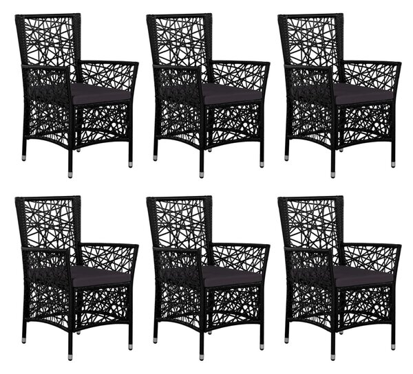 7-darabos fekete kültéri polyrattan étkezőgarnitúra