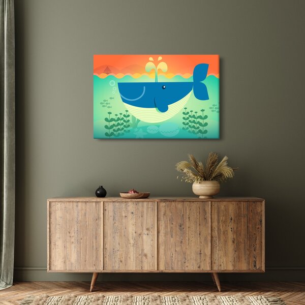 Kép - Vidám bálna a tengerben (90x60 cm)