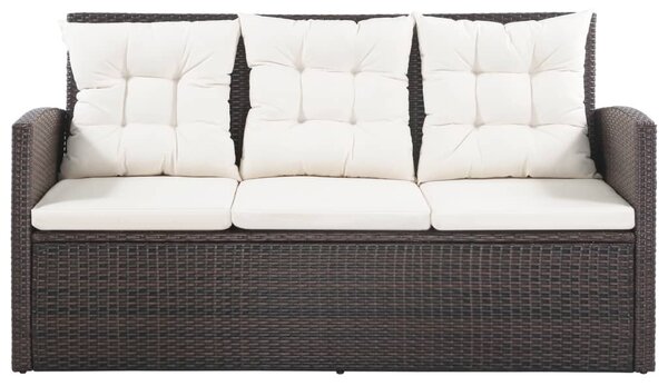 5-részes barna polyrattan kerti bútorszett párnákkal