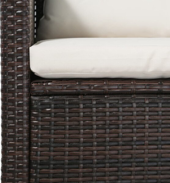 5-részes barna polyrattan kerti bútorszett párnákkal